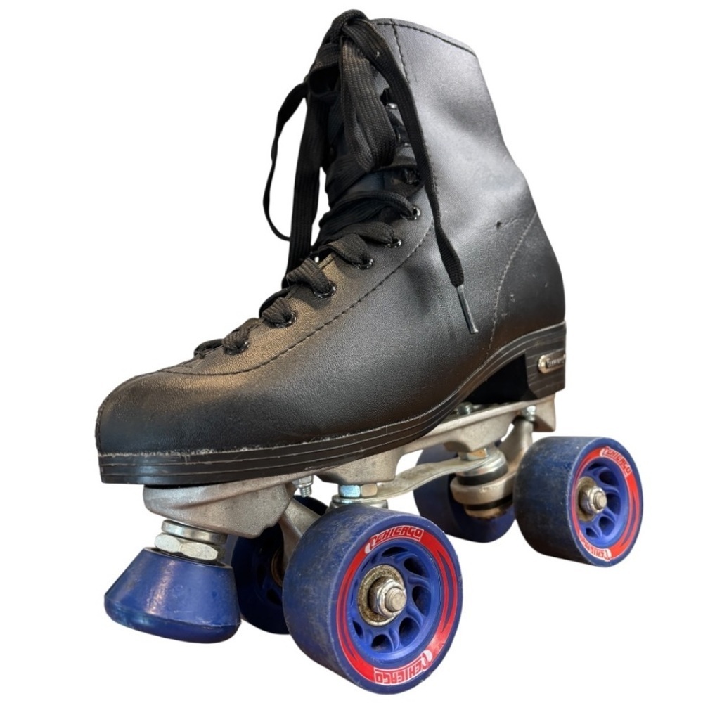Chicago Skates Men’s Classic Quad Black Roller Skates with Vibrant Blue Wheels
